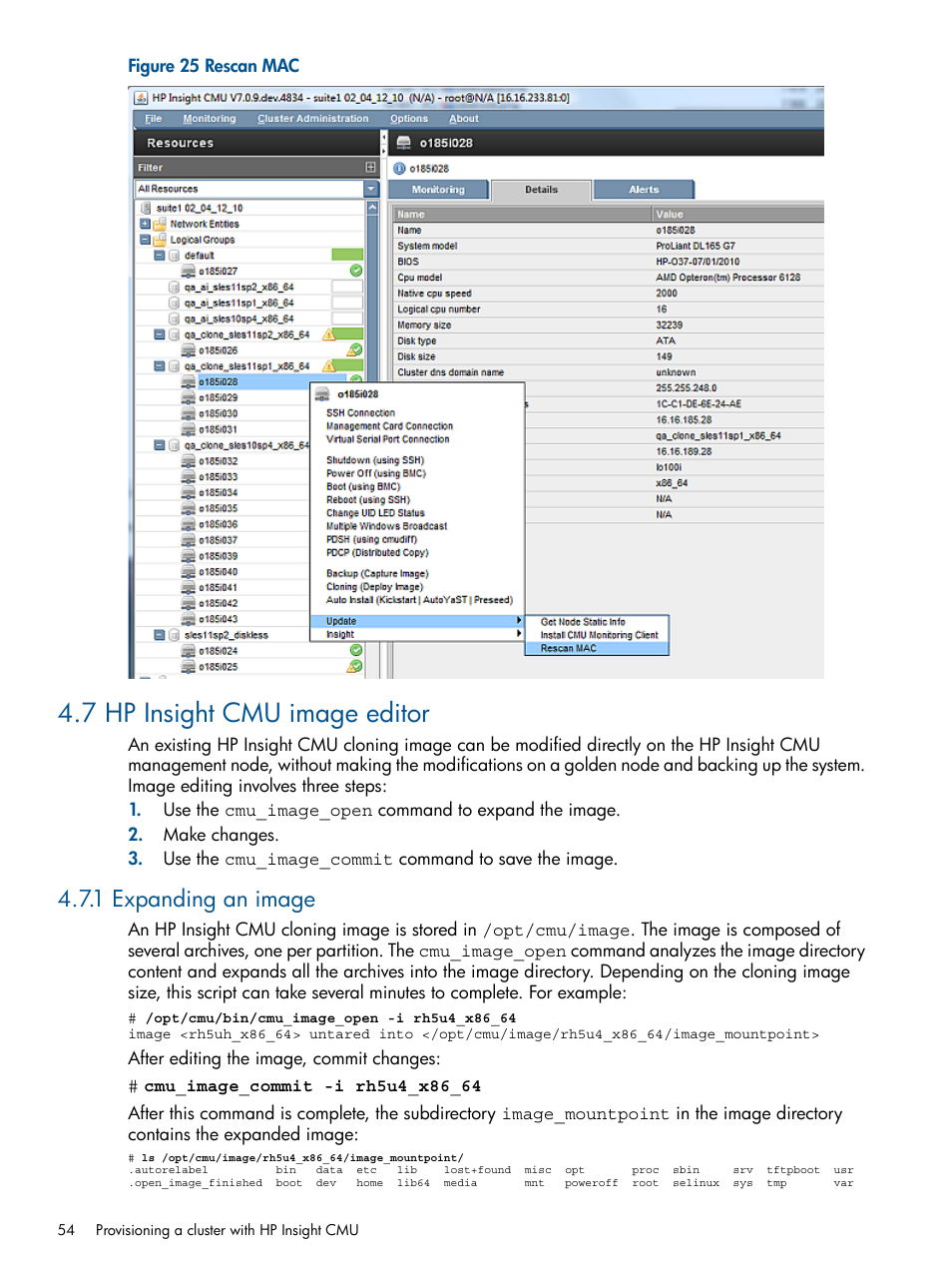 7 hp insight cmu image editor, 1 expanding an image, Rescan mac | HP Insight Cluster Management Utility User Manual | Page 54 / 191