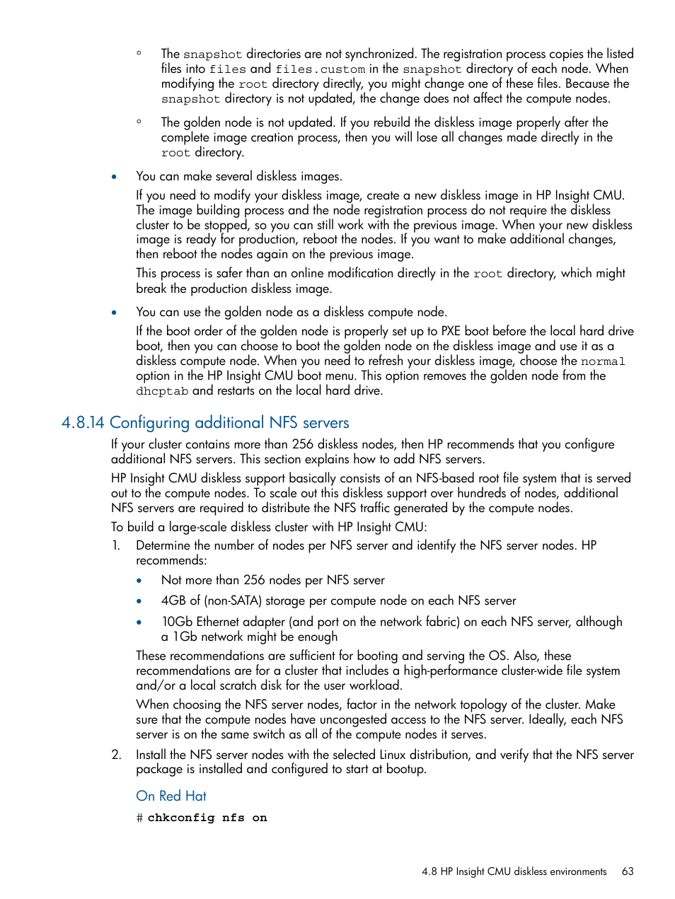 14 configuring additional nfs servers | HP Insight Cluster Management Utility User Manual | Page 63 / 191