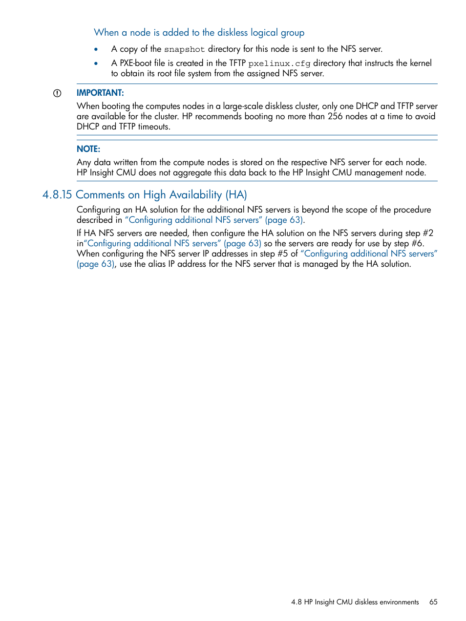 15 comments on high availability (ha) | HP Insight Cluster Management Utility User Manual | Page 65 / 191