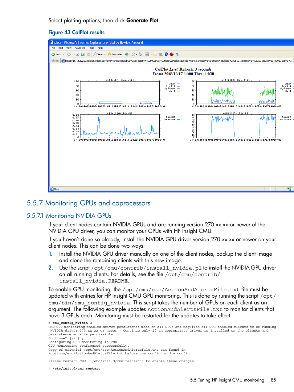 7 monitoring gpus and coprocessors, 1 monitoring nvidia gpus, Colplot results | HP Insight Cluster Management Utility User Manual | Page 85 / 191