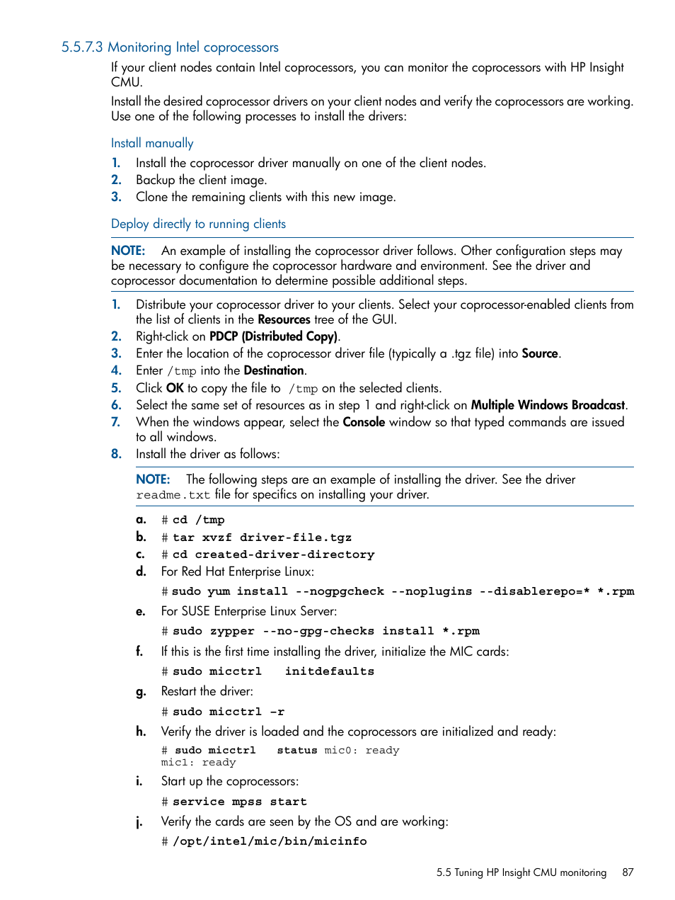 3 monitoring intel coprocessors | HP Insight Cluster Management Utility User Manual | Page 87 / 191