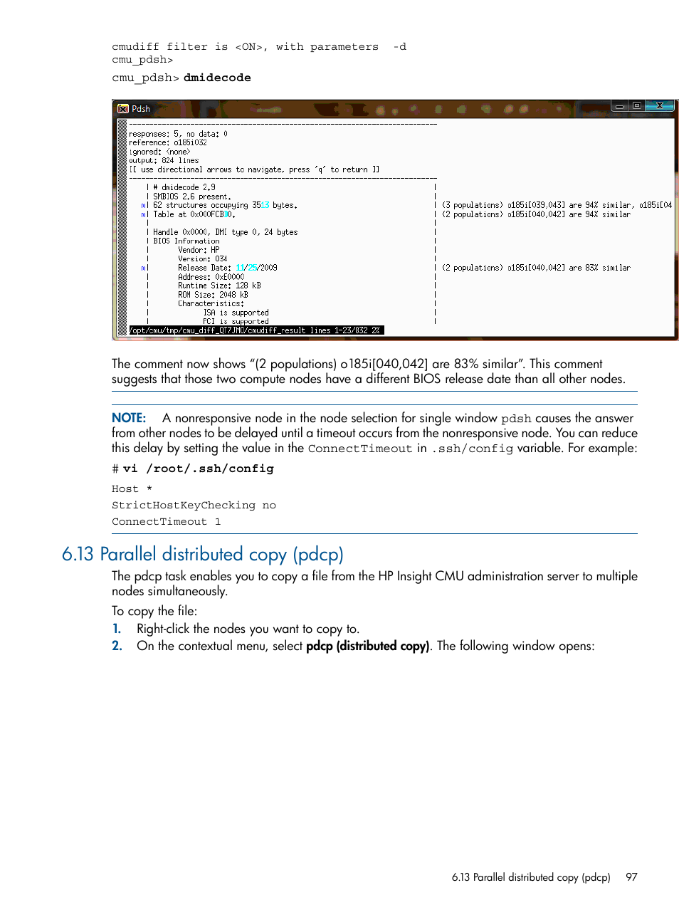 13 parallel distributed copy (pdcp) | HP Insight Cluster Management Utility User Manual | Page 97 / 191