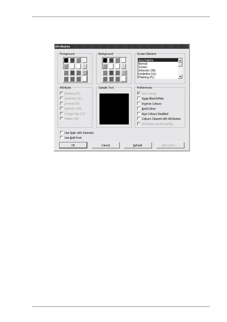 Attributes, Colour attributes, Line styles | Text attributes, Colour selection, Attributes -63 | HP Compaq t5710 Thin Client User Manual | Page 123 / 342