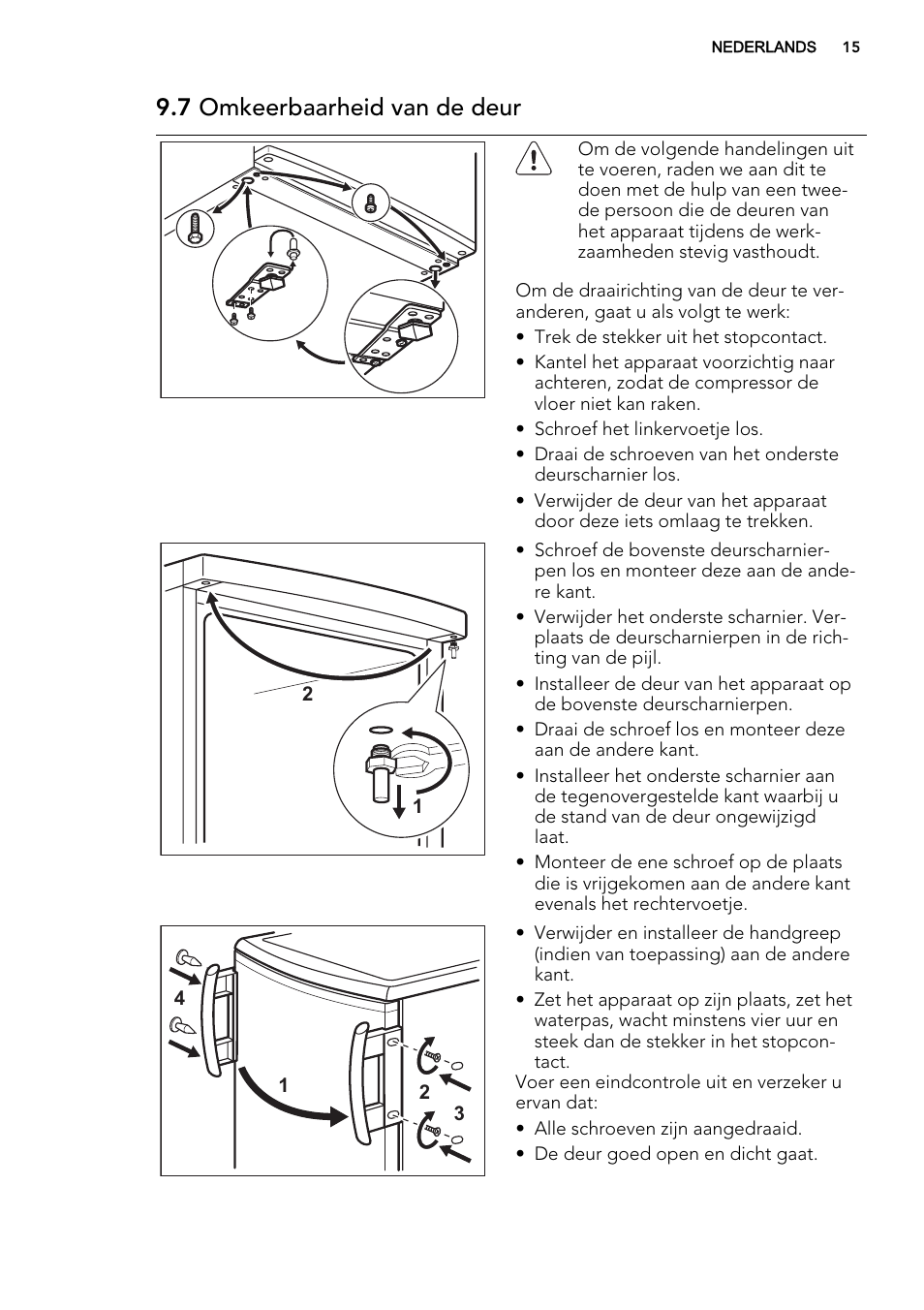 7 omkeerbaarheid van de deur | AEG S71700TSX0 User Manual | Page 15 / 72