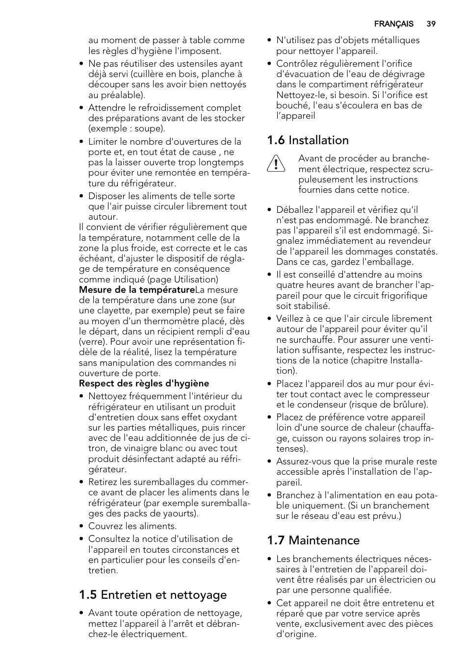 5 entretien et nettoyage, 6 installation, 7 maintenance | AEG S71700TSX0 User Manual | Page 39 / 72