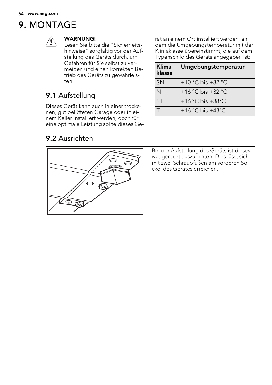 Montage | AEG S71700TSX0 User Manual | Page 64 / 72