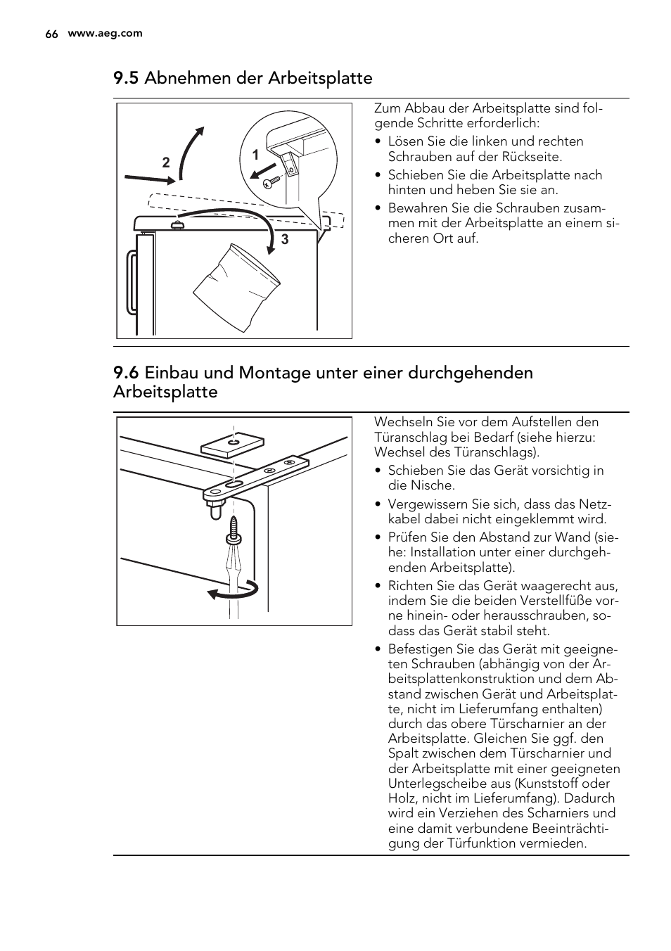5 abnehmen der arbeitsplatte | AEG S71700TSX0 User Manual | Page 66 / 72
