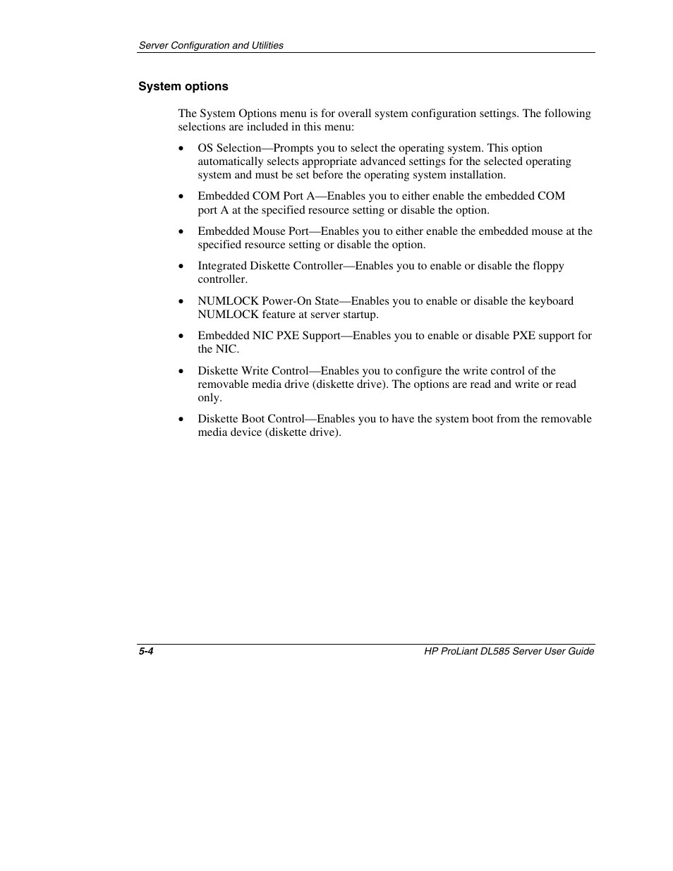 System options | HP ProLiant DL585 Server User Manual | Page 101 / 183