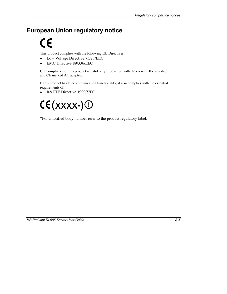 European union regulatory notice | HP ProLiant DL585 Server User Manual | Page 121 / 183