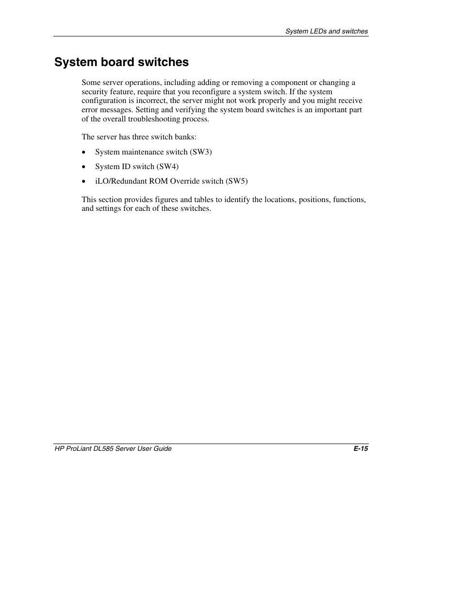 System board switches | HP ProLiant DL585 Server User Manual | Page 151 / 183