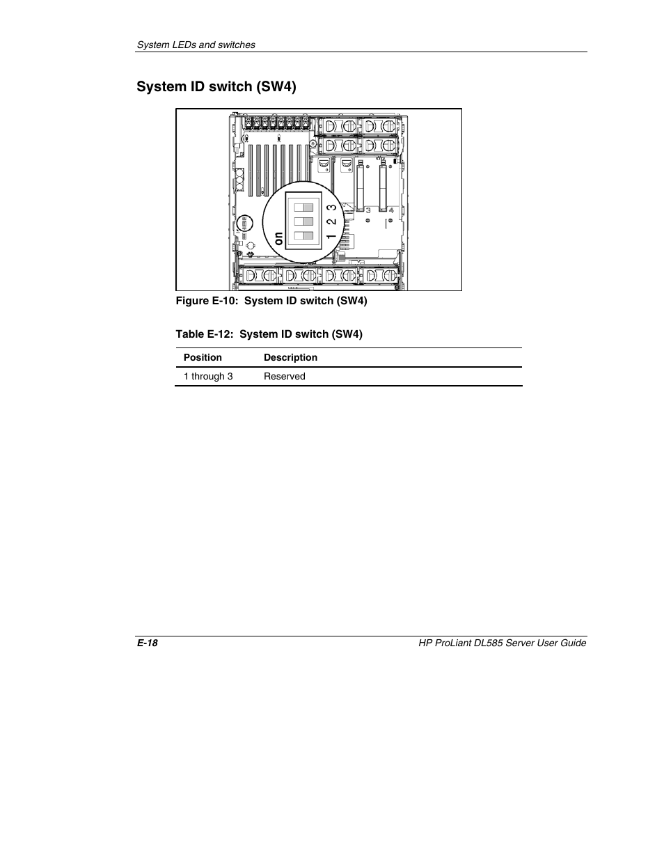 System id switch (sw4) | HP ProLiant DL585 Server User Manual | Page 154 / 183