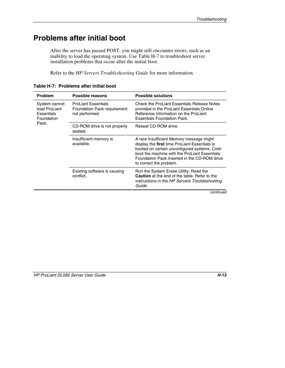 Problems after initial boot | HP ProLiant DL585 Server User Manual | Page 171 / 183