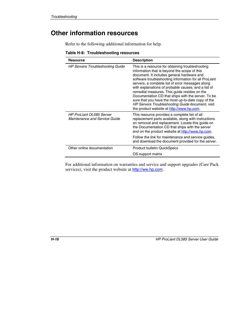 Other information resources | HP ProLiant DL585 Server User Manual | Page 174 / 183