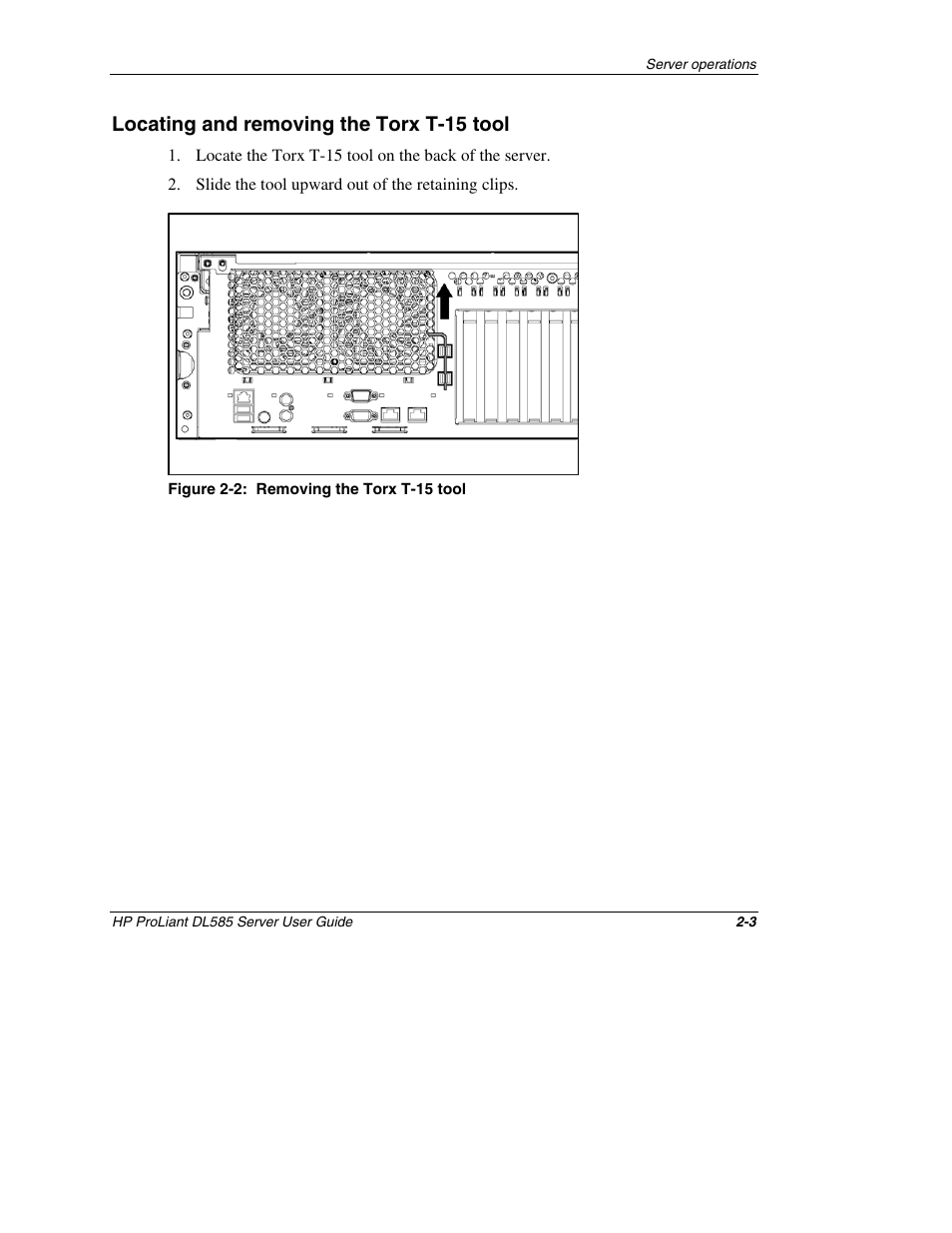 Locating and removing the torx t-15 tool, Locating and removing the torx t-15 tool -3 | HP ProLiant DL585 Server User Manual | Page 18 / 183