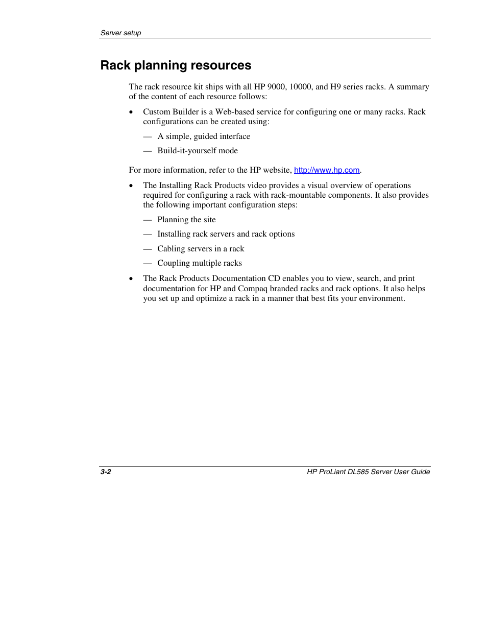 Rack planning resources, Rack planning resources -2 | HP ProLiant DL585 Server User Manual | Page 25 / 183