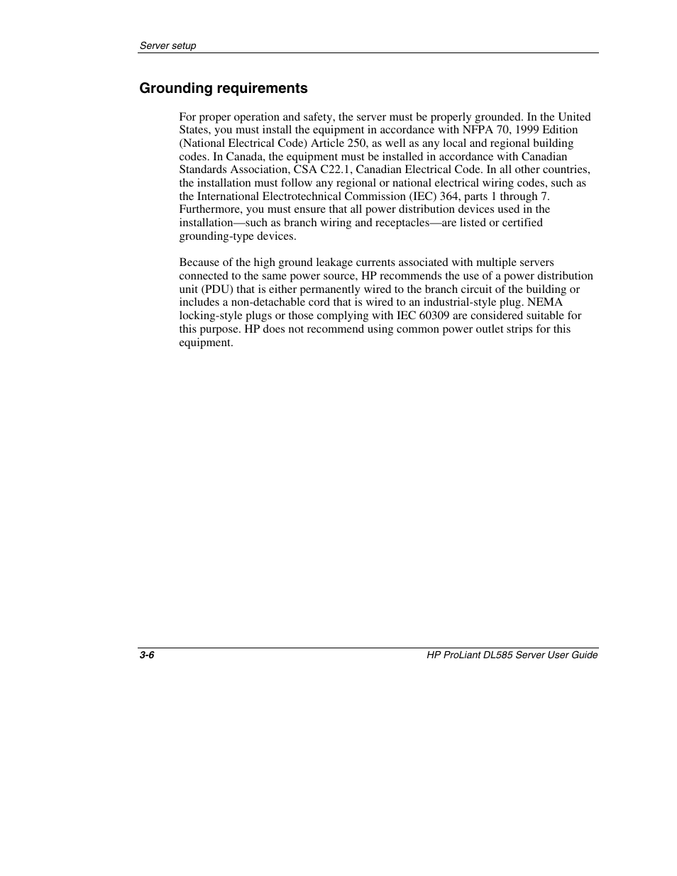 Grounding requirements, Grounding requirements -6 | HP ProLiant DL585 Server User Manual | Page 29 / 183