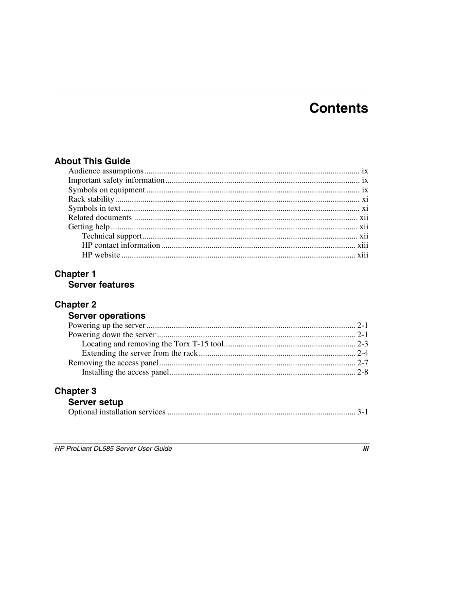 HP ProLiant DL585 Server User Manual | Page 3 / 183