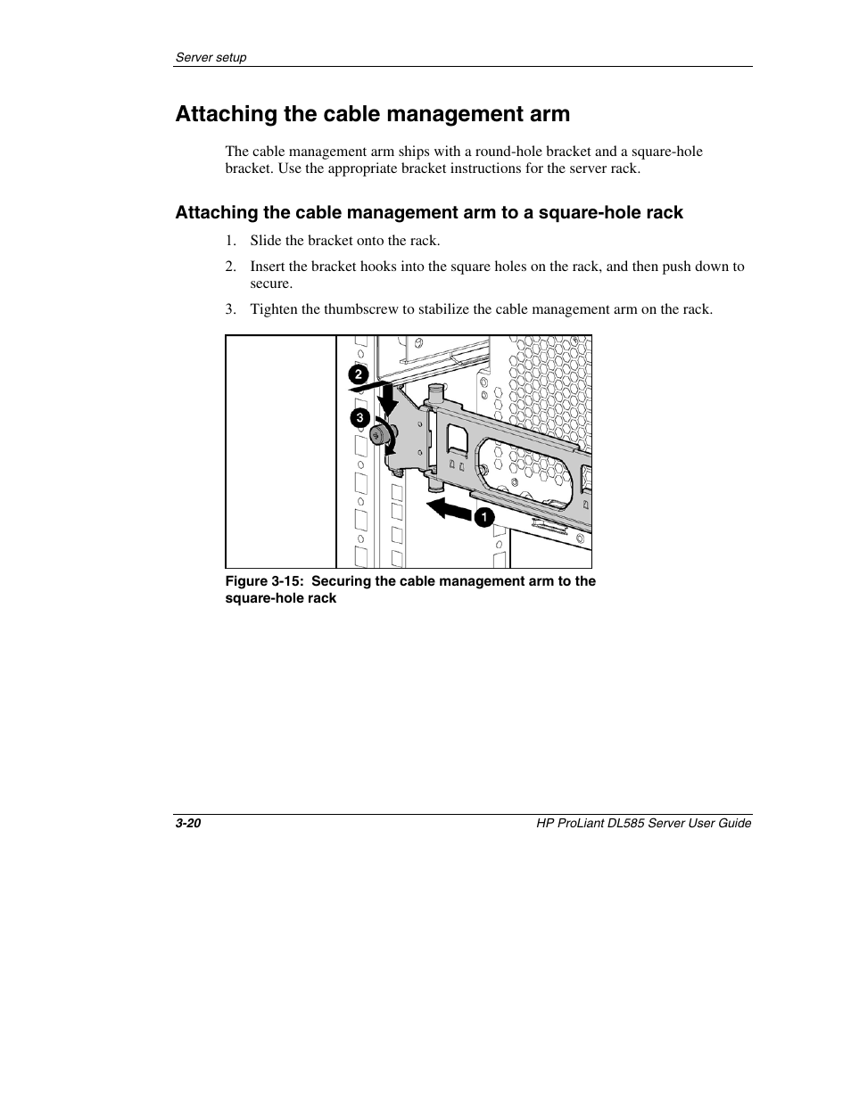 Attaching the cable management arm, Attaching the cable management arm -20 | HP ProLiant DL585 Server User Manual | Page 43 / 183