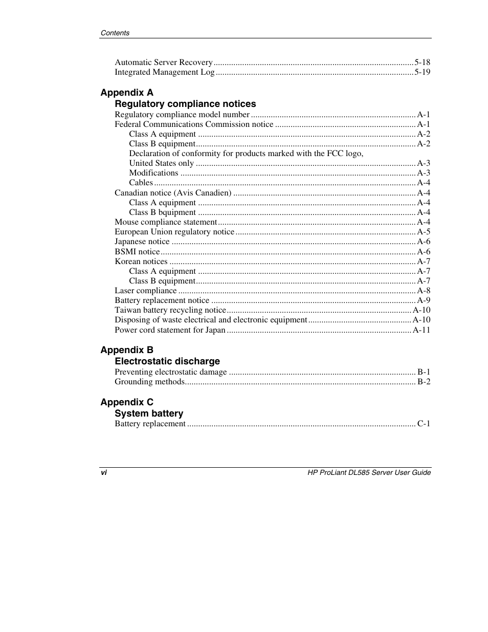 HP ProLiant DL585 Server User Manual | Page 6 / 183