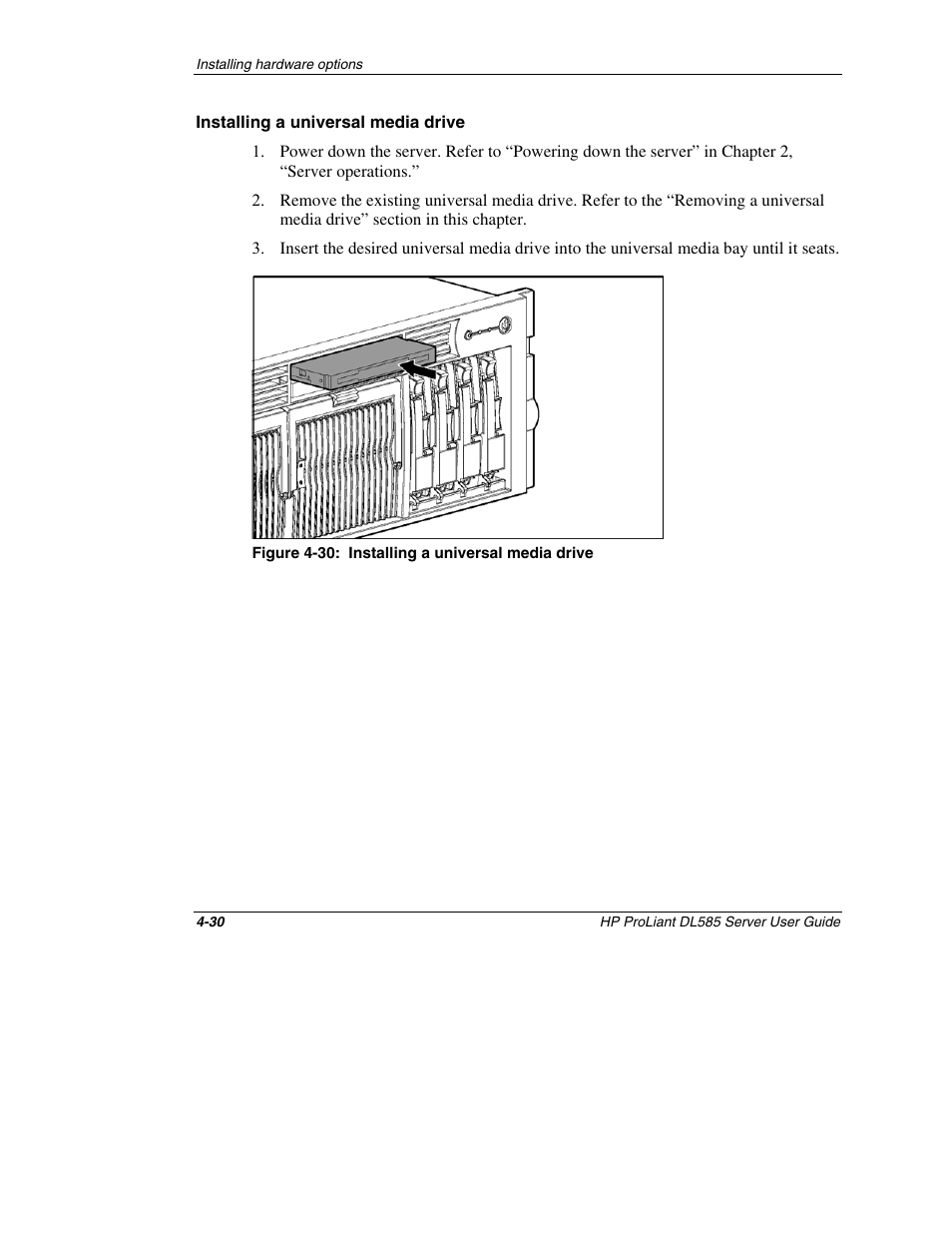 Installing a universal media drive | HP ProLiant DL585 Server User Manual | Page 81 / 183