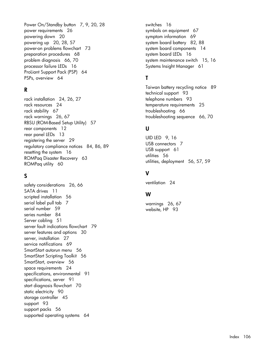 HP ProLiant DL320 G5p Server User Manual | Page 106 / 106