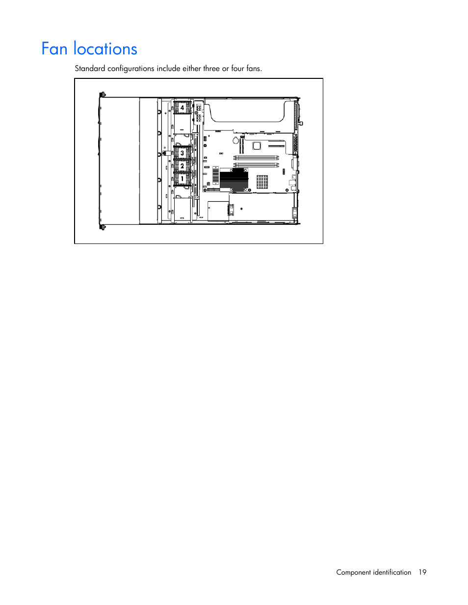 Fan locations | HP ProLiant DL320 G5p Server User Manual | Page 19 / 106