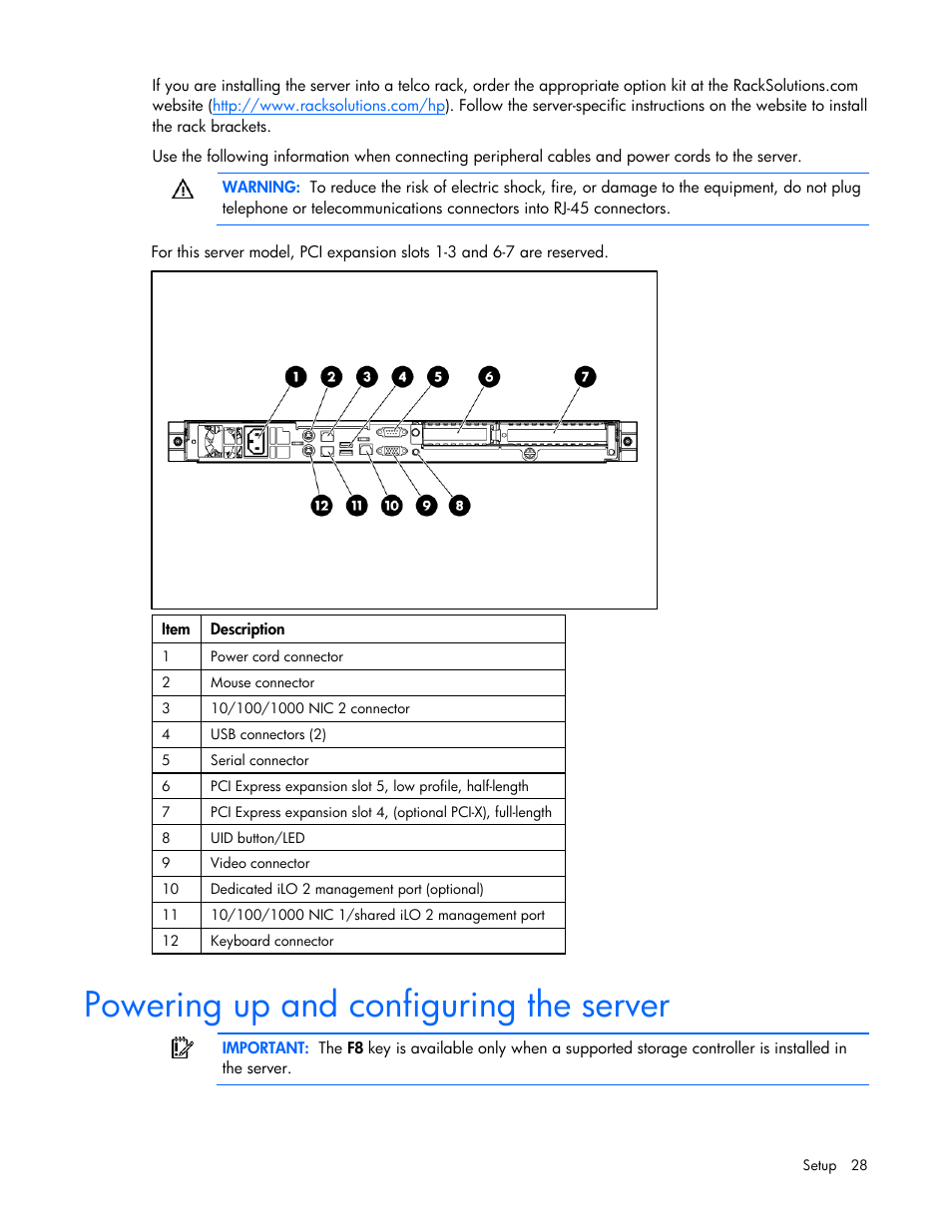Powering up and configuring the server | HP ProLiant DL320 G5p Server User Manual | Page 28 / 106
