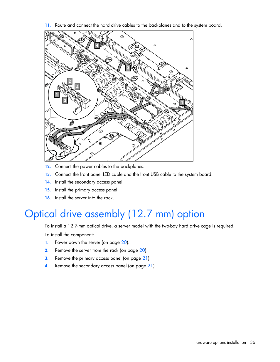 Optical drive assembly (12.7 mm) option | HP ProLiant DL320 G5p Server User Manual | Page 36 / 106