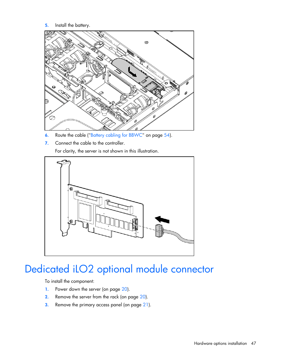 Dedicated ilo2 optional module connector | HP ProLiant DL320 G5p Server User Manual | Page 47 / 106
