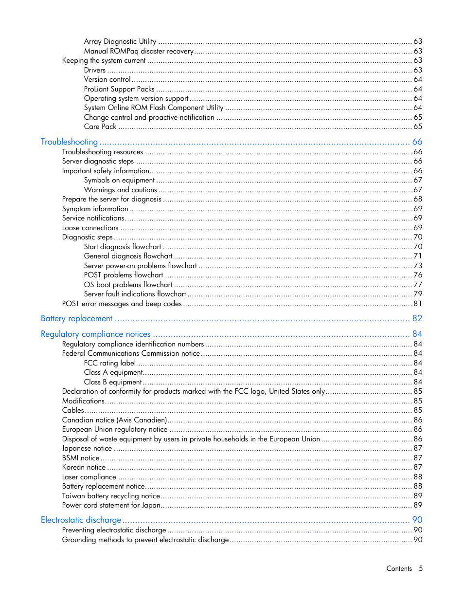 HP ProLiant DL320 G5p Server User Manual | Page 5 / 106