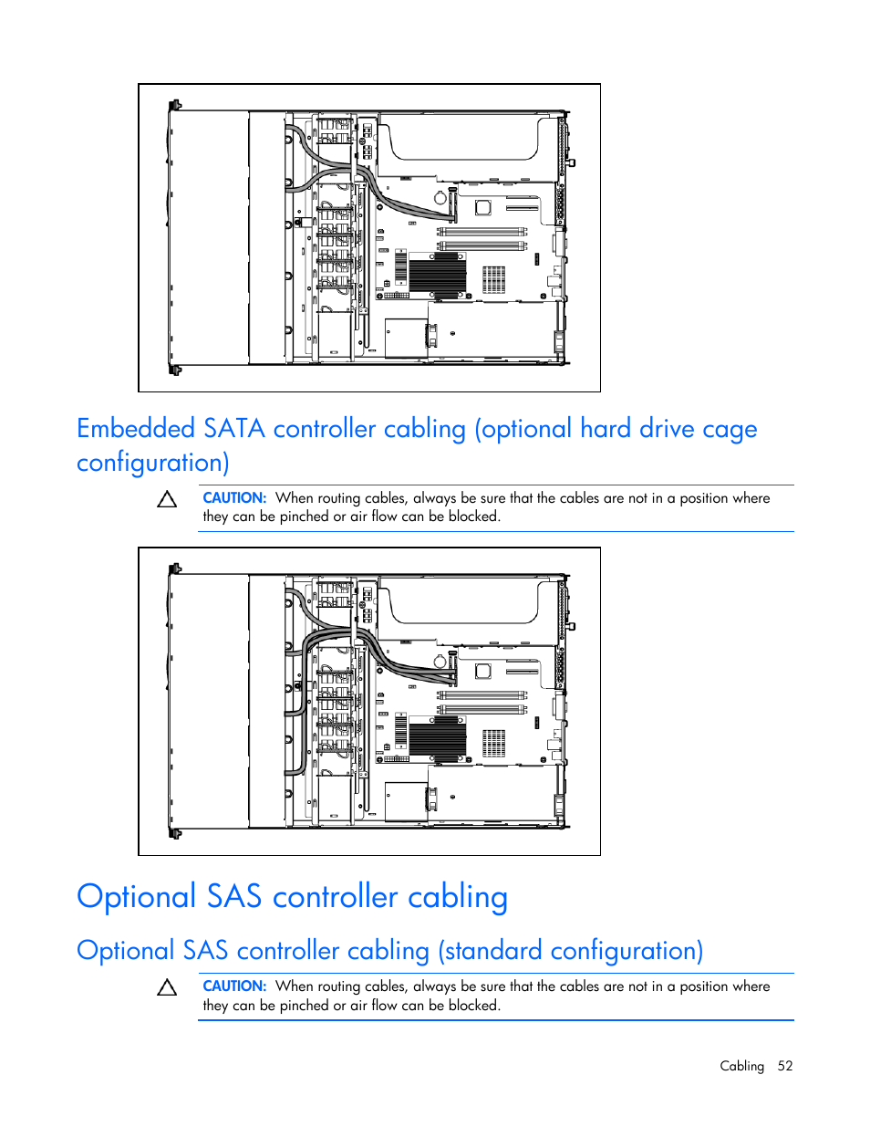 Optional sas controller cabling | HP ProLiant DL320 G5p Server User Manual | Page 52 / 106