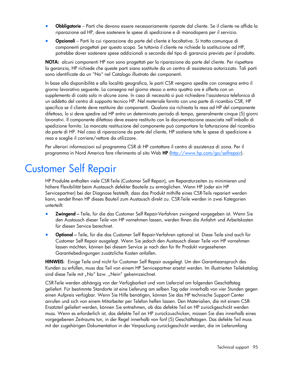 Customer self repair | HP ProLiant DL320 G5p Server User Manual | Page 95 / 106