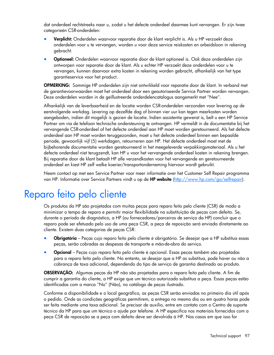 Reparo feito pelo cliente | HP ProLiant DL320 G5p Server User Manual | Page 97 / 106