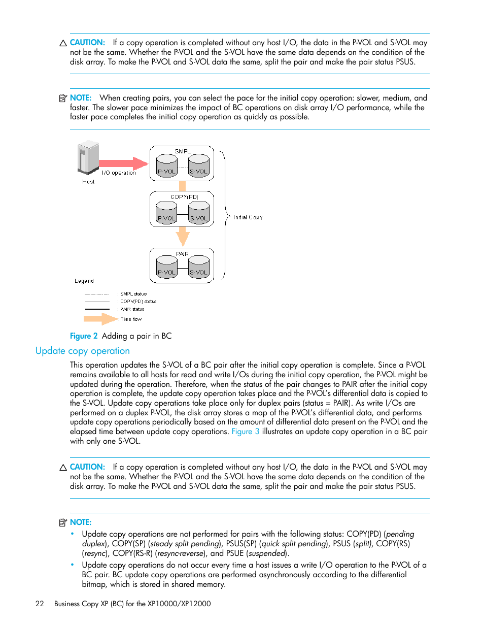 Figure 2 adding a pair in bc, Update copy operation, 2 adding a pair in bc | Figure 2 | HP XP Business Copy Software User Manual | Page 22 / 92