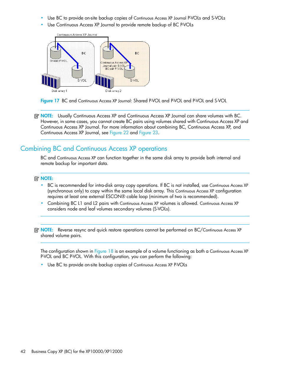 Combining bc and continuous access xp operations, 17 bc and, Continu | Combining bc and continuous access xp, Operations, Figure 17 | HP XP Business Copy Software User Manual | Page 42 / 92