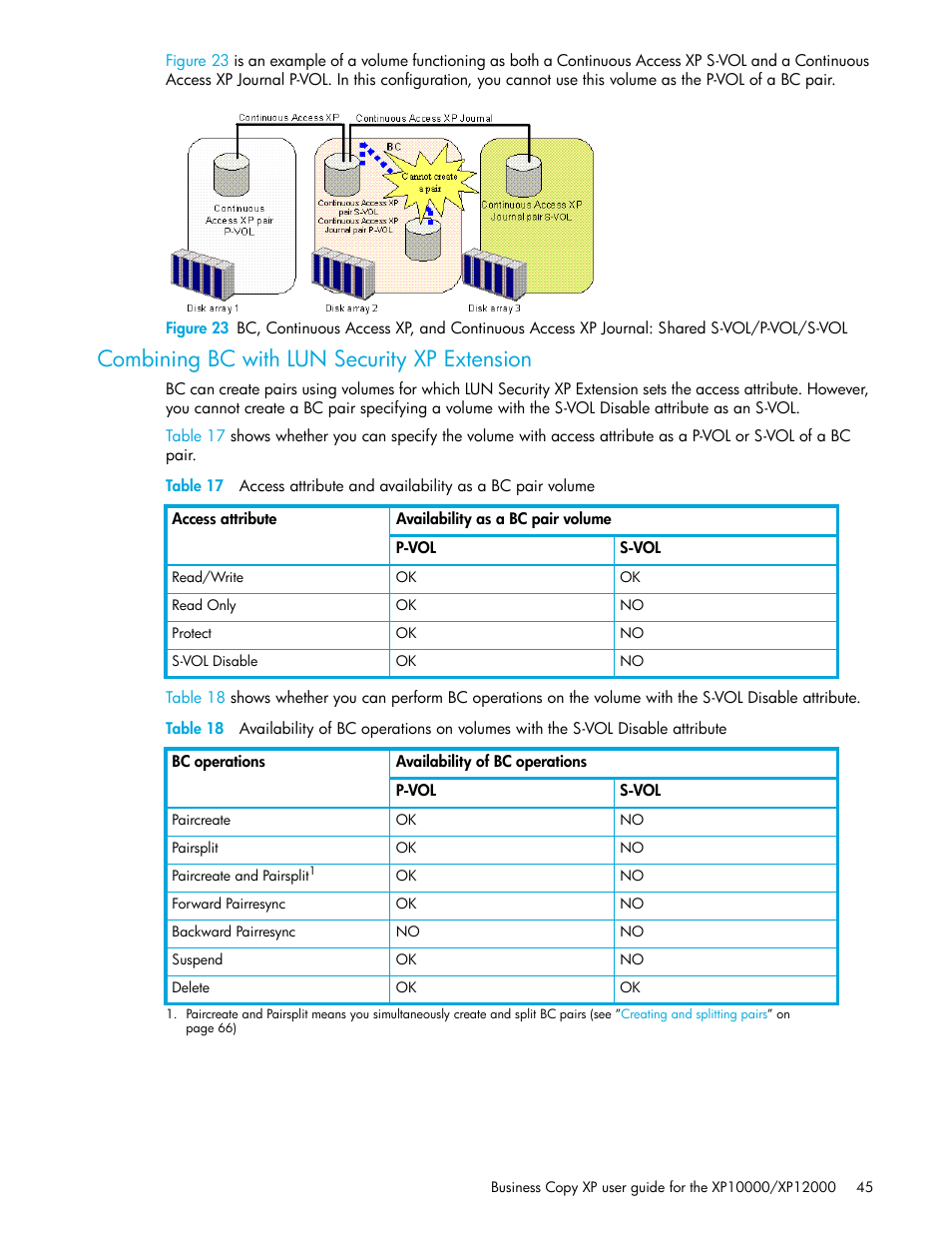 Combining bc with lun security xp extension, Figure 23 | HP XP Business Copy Software User Manual | Page 45 / 92