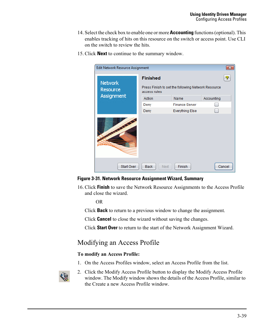 Modifying an access profile, Modifying an access profile -39 | HP Identity Driven Manager Software Licenses User Manual | Page 103 / 230