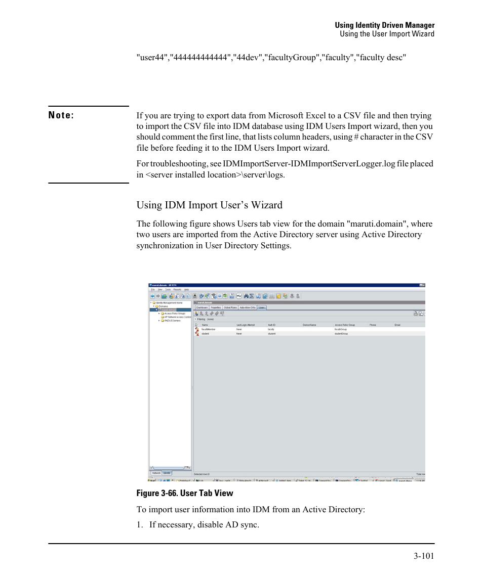 Using idm import user’s wizard | HP Identity Driven Manager Software Licenses User Manual | Page 165 / 230