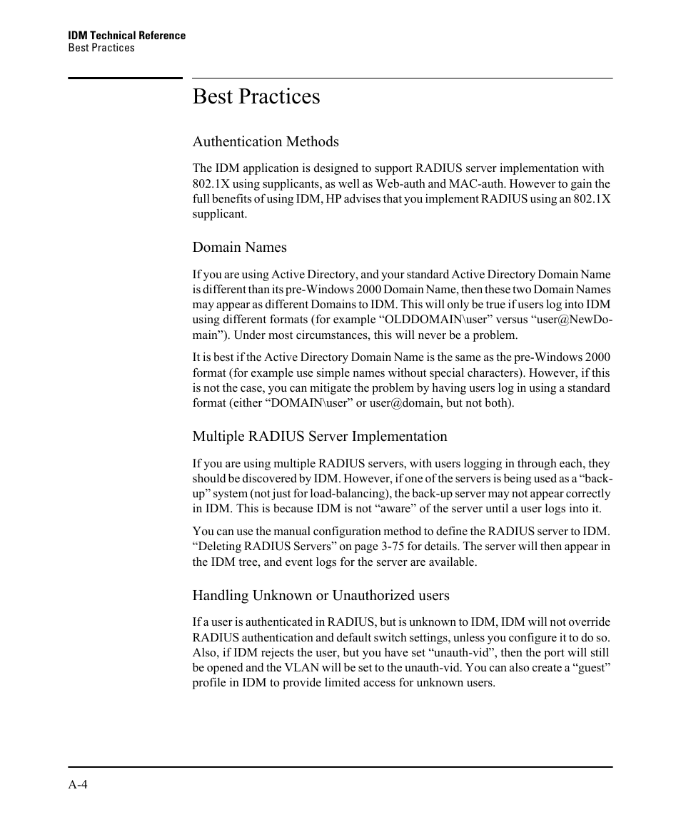 Best practices | HP Identity Driven Manager Software Licenses User Manual | Page 220 / 230