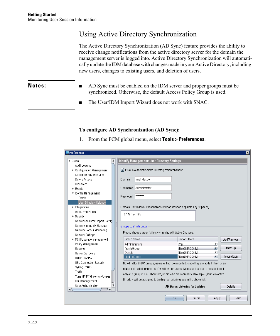 Using active directory synchronization, Using active directory synchronization -42 | HP Identity Driven Manager Software Licenses User Manual | Page 58 / 230