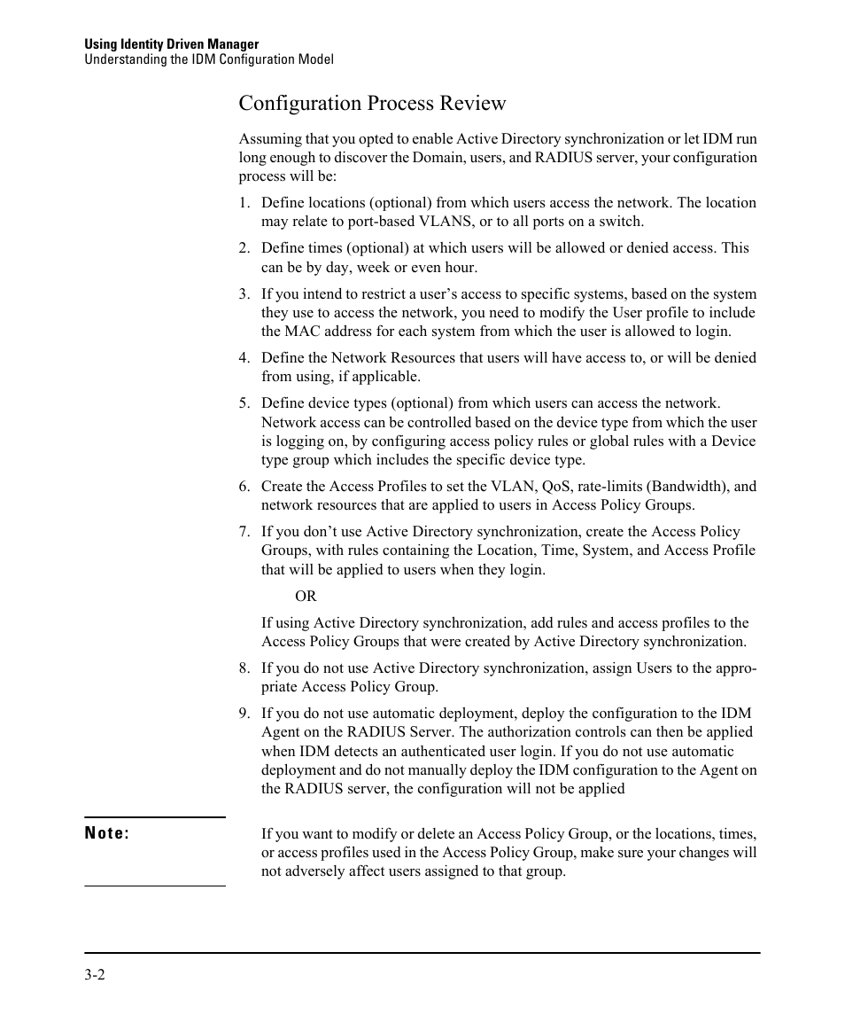 Configuration process review, Configuration process review -2 | HP Identity Driven Manager Software Licenses User Manual | Page 66 / 230