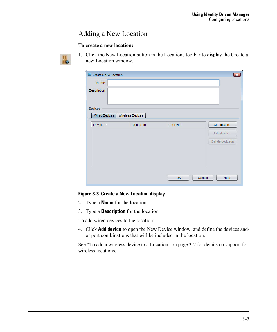 Adding a new location, Adding a new location -5 | HP Identity Driven Manager Software Licenses User Manual | Page 69 / 230