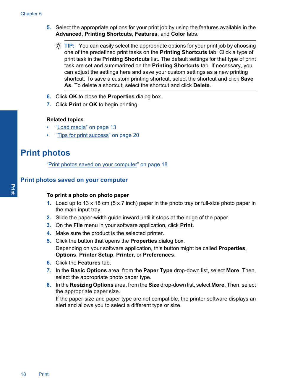 Print photos | HP Photosmart Plus e-All-in-One Printer - B210e User Manual | Page 20 / 68