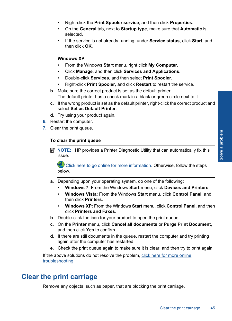 Clear the print carriage | HP Photosmart Plus e-All-in-One Printer - B210e User Manual | Page 47 / 68