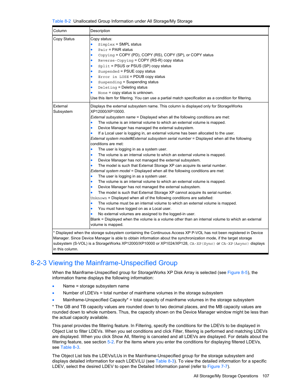 2-3 viewing the mainframe-unspecified group, Viewing the mainframe-unspecified group | HP XP Command View Advanced Edition Software User Manual | Page 107 / 201