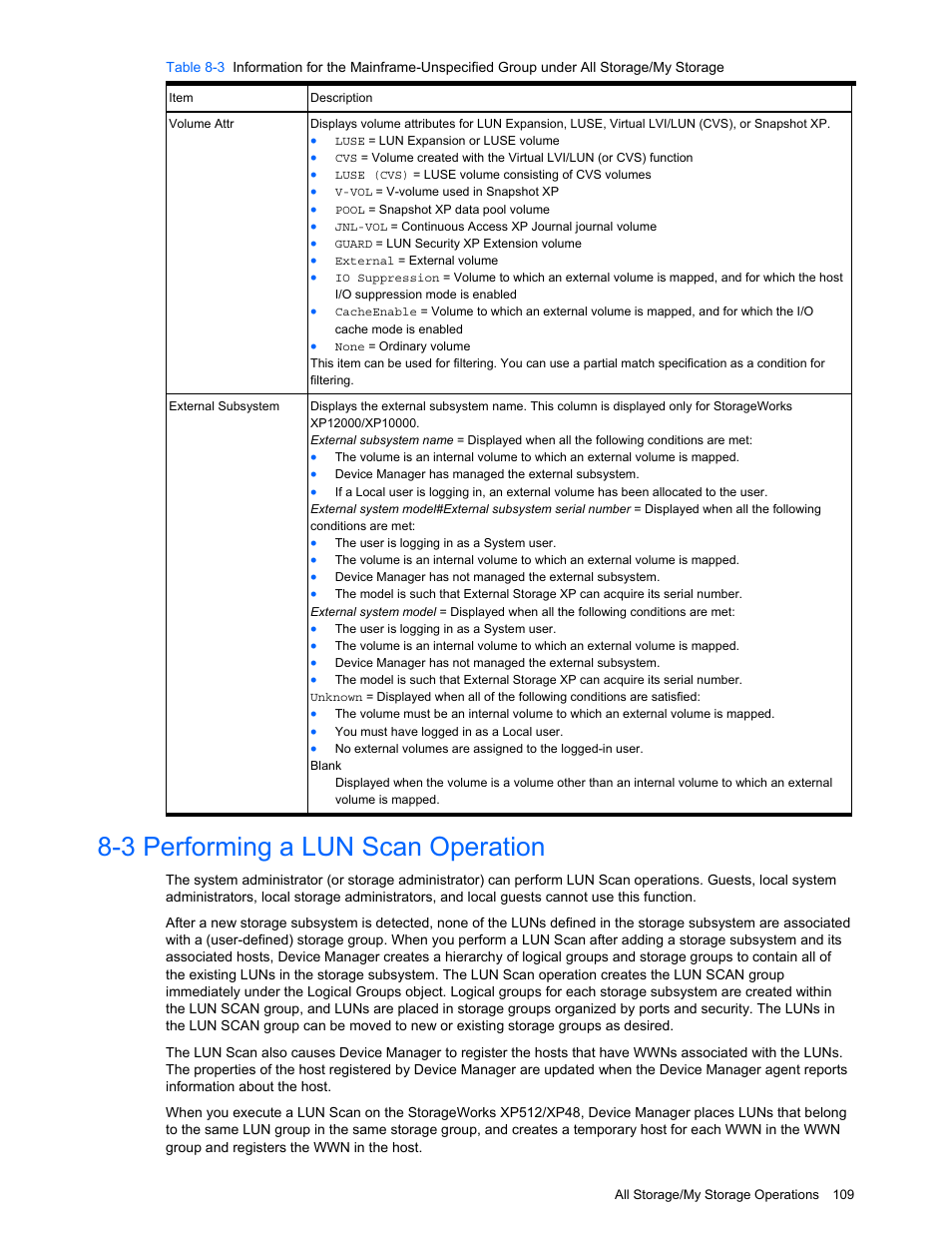 3 performing a lun scan operation, Performing a lun scan operation | HP XP Command View Advanced Edition Software User Manual | Page 109 / 201