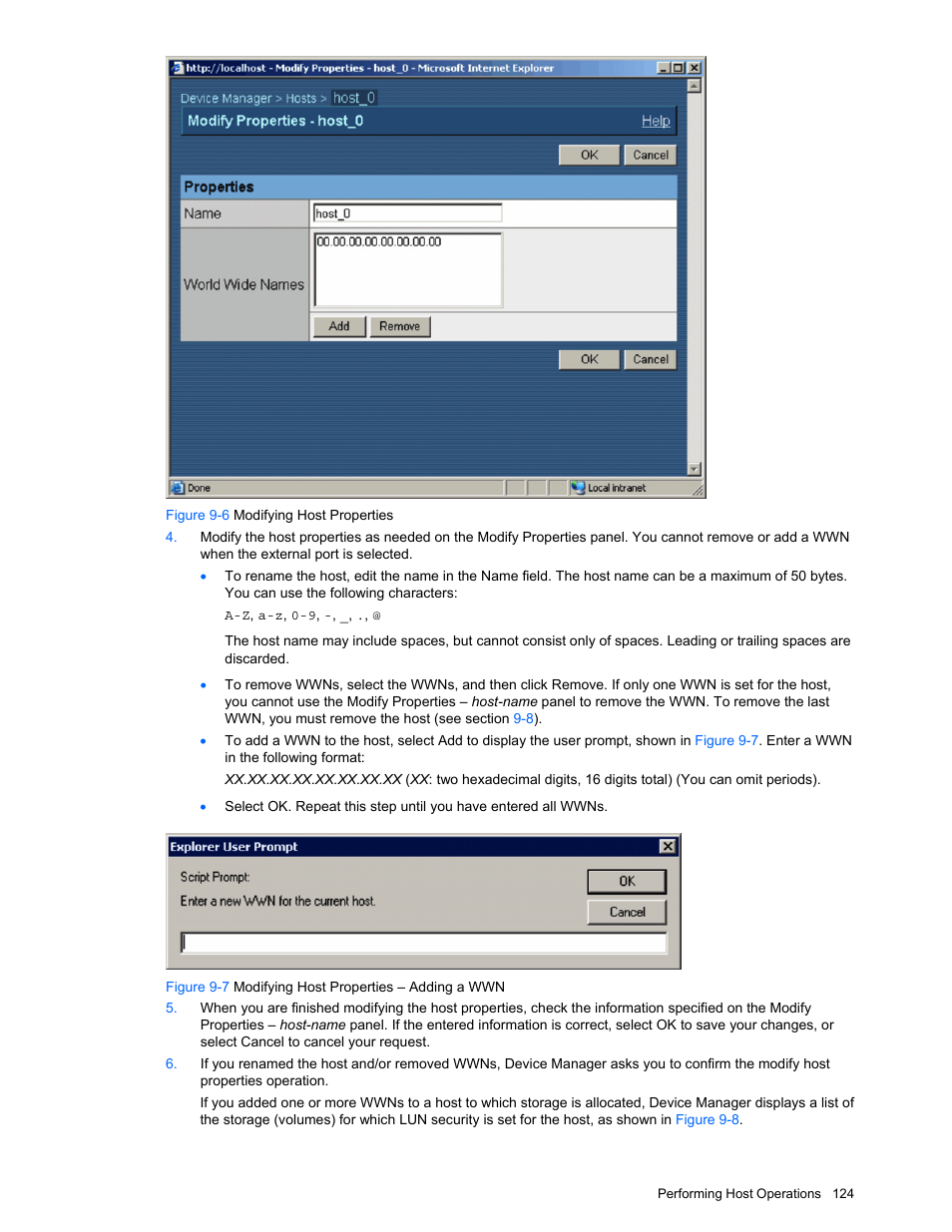 Figure 9-6 modifying host properties | HP XP Command View Advanced Edition Software User Manual | Page 124 / 201