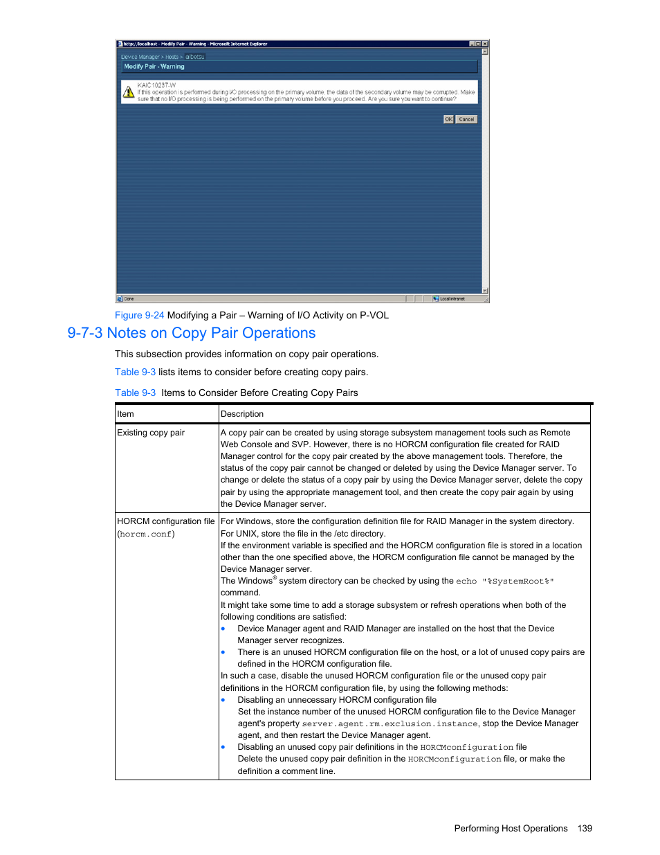 7-3 notes on copy pair operations, Notes on copy pair operations | HP XP Command View Advanced Edition Software User Manual | Page 139 / 201