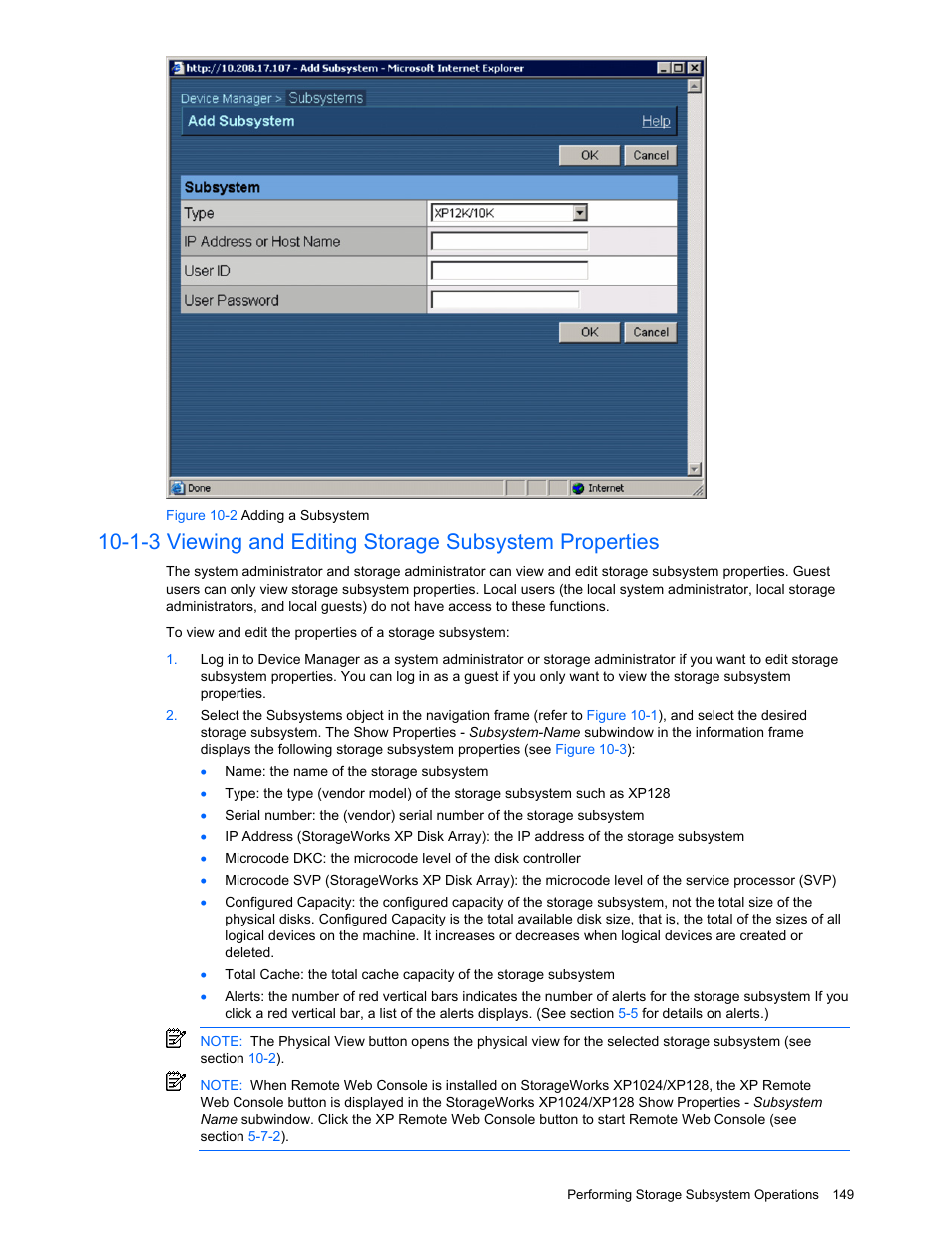 Viewing and editing storage subsystem properties, Figure 10-2 adding a subsystem | HP XP Command View Advanced Edition Software User Manual | Page 149 / 201