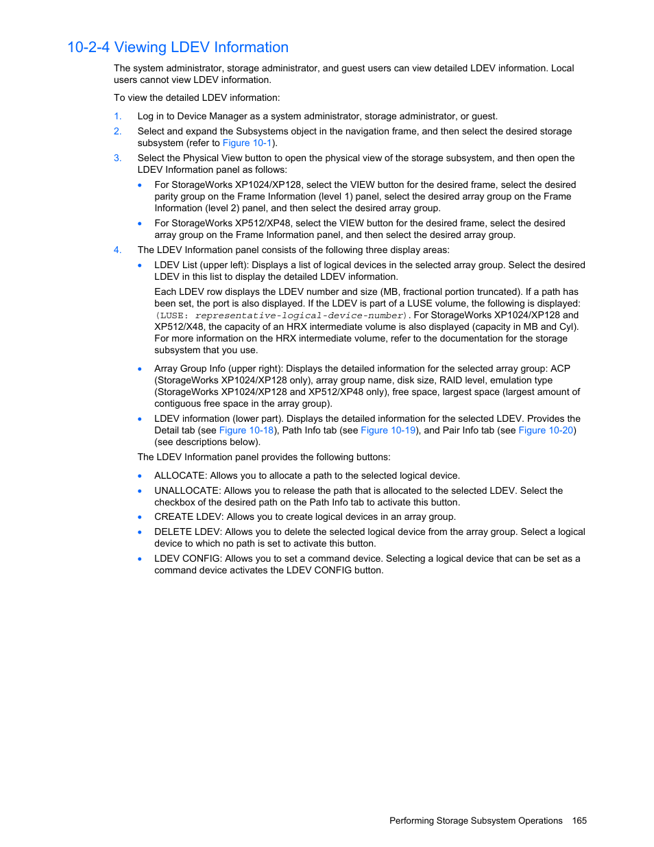 2-4 viewing ldev information, Viewing ldev information | HP XP Command View Advanced Edition Software User Manual | Page 165 / 201